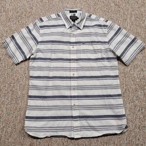Pendleton Shirt Mens Large Blue Gray Striped Thomas Kay Short Sleeve Button Up